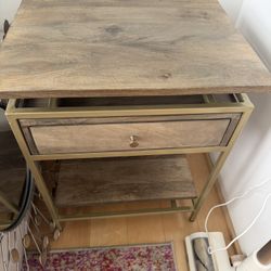 Wood grain & gold nightstand 