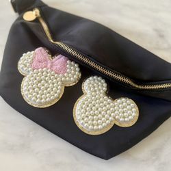 Mickey & Minnie Mouse Disney Black Belt Bag Fanny Stoney Clover Inspired Pearl