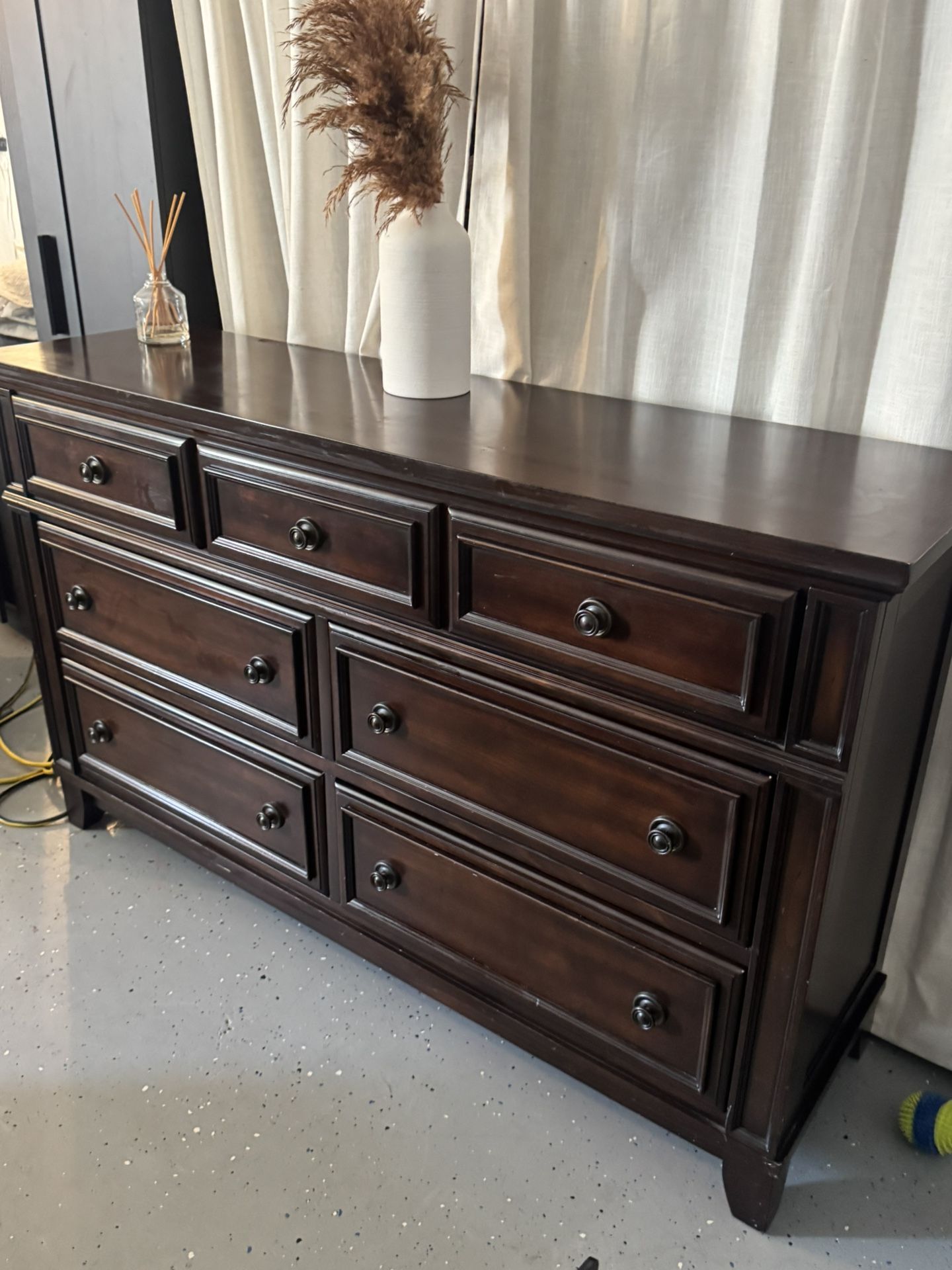 Dark Wood Dresser With Mirror