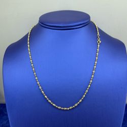 14Kt Yellow Gold 18” Mooncut Oval Necklace 6.50g 2mm I-2012