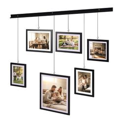 Exhibit Wall Hanging Collage Picture Frame Gallery Set with Various Photo Sizes, Black, NEW