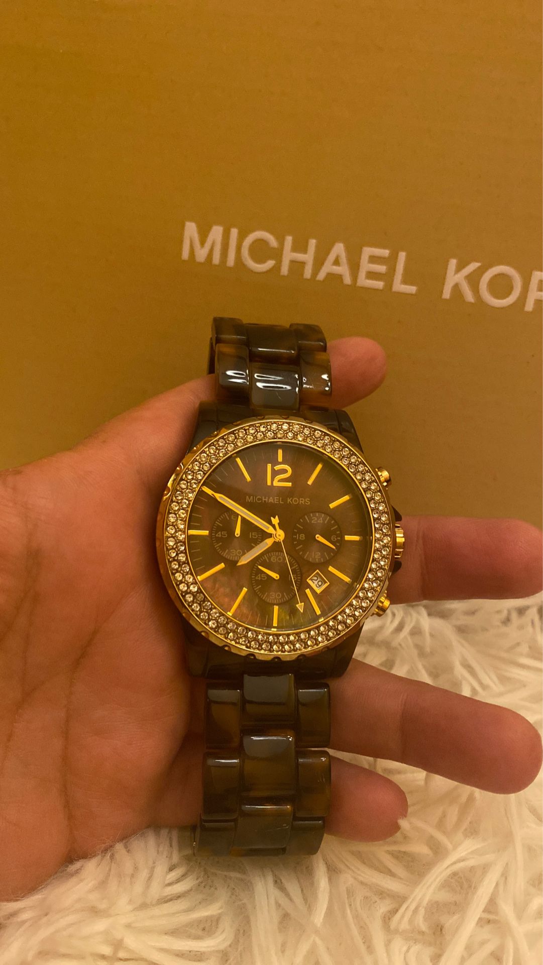 Authentic Michael Kors tortoise Oversized Madison Chronograph Unisex Watch 42MM