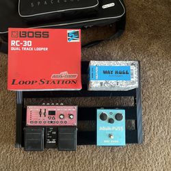 Boss RC-30 Loop Pedal, Aqua Puss Delay Pedal, & Pedalboard