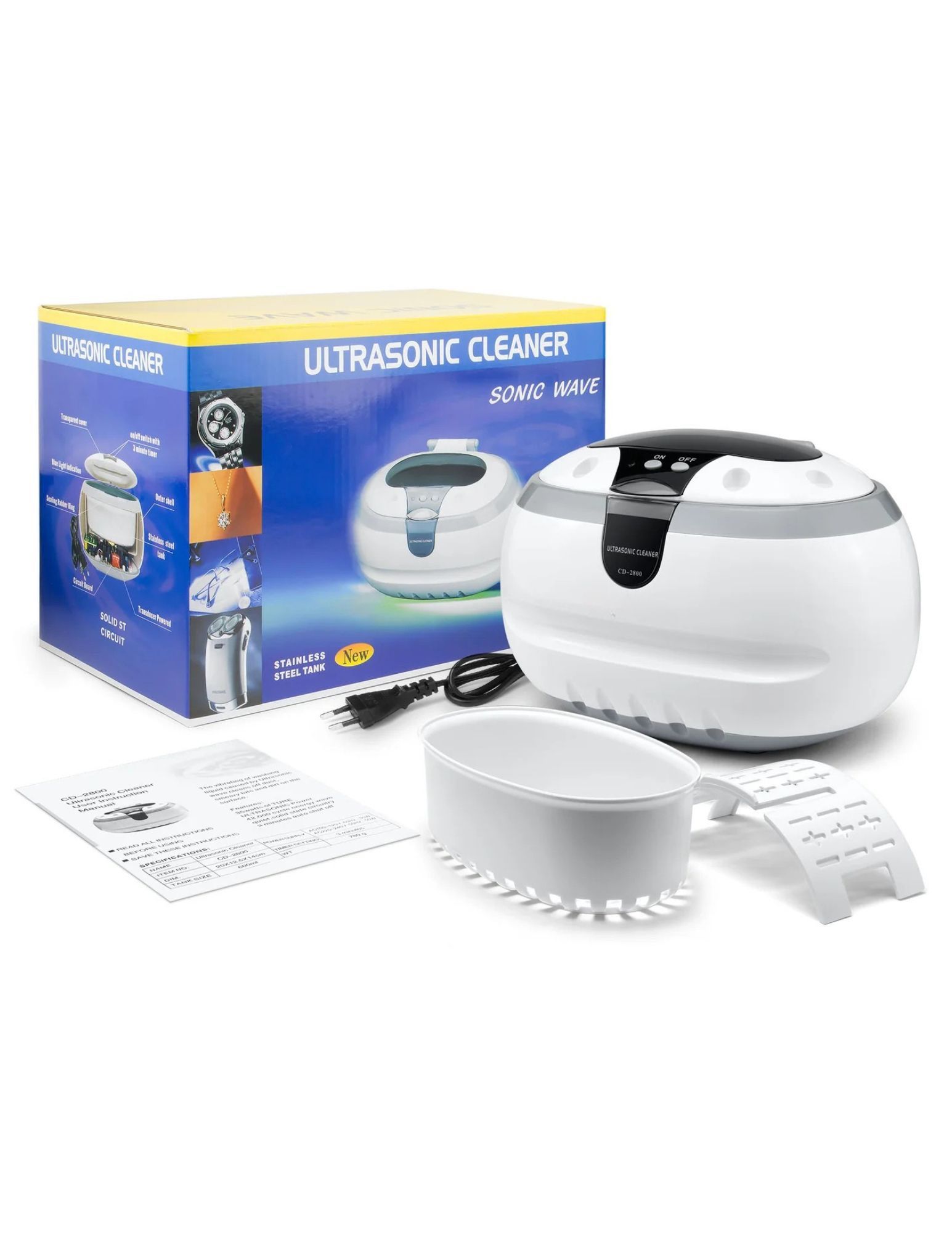 Ultrasonic Cleaner, Stainless Steel Cleaner for Jewelry, Retainer, Sterling Silver, Ultrasonic Jewel