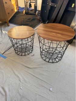 Set of 2 Round End Tables - NEW