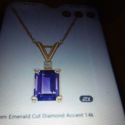 14 Karat Gold With Amethyst With Diamond Pendant