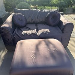 Bronze Brown Sofa Pillows and Ottoman