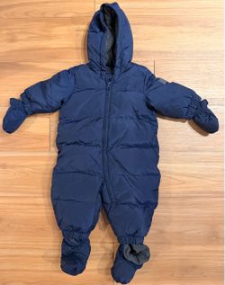 Navy Blue Baby Hooded Winter Snowsuit