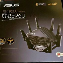 Brand NEW ASUS RT-BE96U BE19000 802.11BE Tri-Band Performance WiFi 7 Extendable Router with 6GHz support, Dual 10G Port, 320Mhz