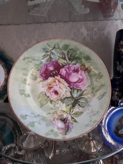 Charles Ahrenfeldt Limoges 10" Plate Pink Yellow Roses