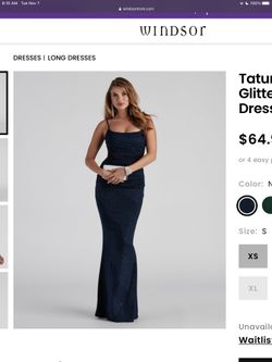 Windsor Navy Blue Long Dress W/ Sparkles Open Back