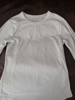 White Ribbed Long Sleeve Top