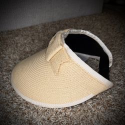 Elegant Women's Beige Straw Visor Adjustable - NEW!
