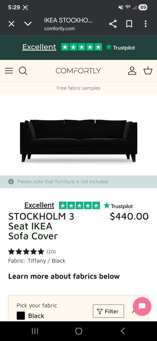Velvet Black Ikea Stockholm Sofa