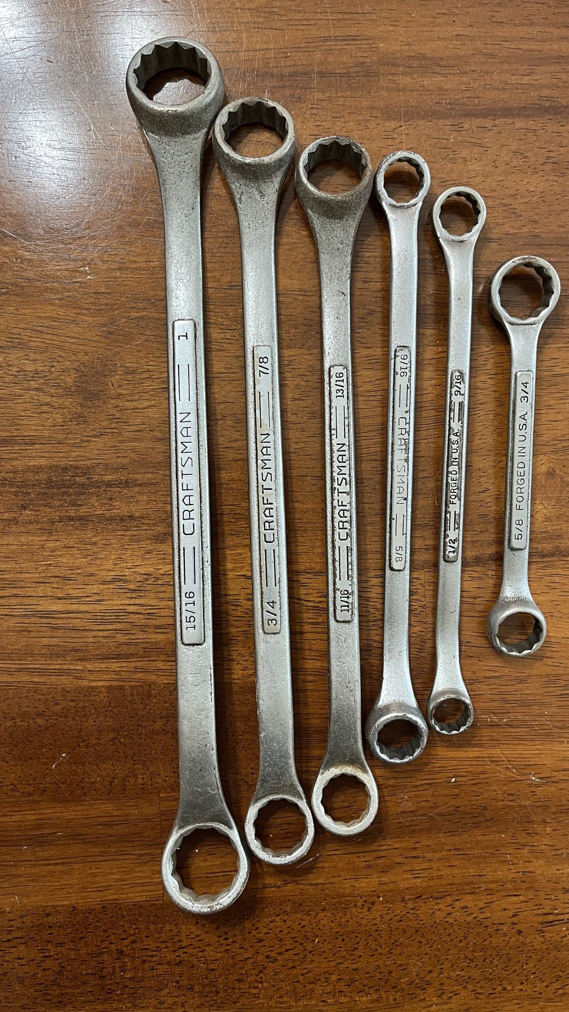 Vintage Craftsman 6pc SAE Double Offset Box End Wrench Set Made in USA