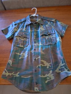 Camouflage leather shirt
