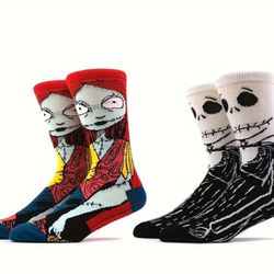 2 Pair Of Socks Jack And Sally One Size Fits  All