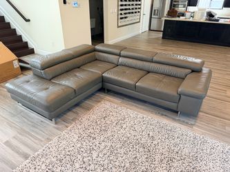 European Leather L-Shaped Sectional with Chaise