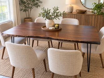 LIVE EDGE SOLID WOOD DINING TABLE – 60” × 36” – $425