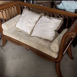 Loveseat - Wood with Cushion and Pillows 