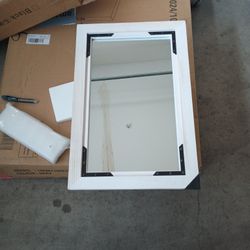 Medicine Cabinet Mirror 16 x 24 Inch Farmhouse Bathroom Mirror Door Solid Wood Storage Cabinet with Adjustable Shelves, Wall Mounted for Bathroom Livi