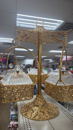 Gold Filigree Rotating Candy Dish Stand