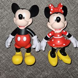 Rare Vtg DISNEY Mickey & Minnie Mouse 7.5" PVC Posable Figures