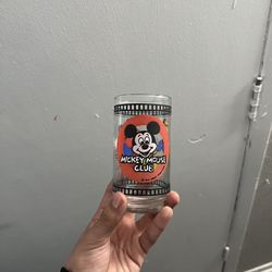 Mickey Mouse Club 5” Drinking Glass Roller Skates Walt Disney Productions