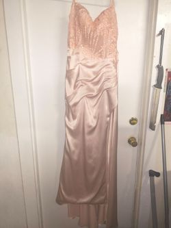 Peach Lace and Satin Evening Gown