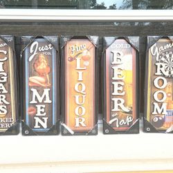 (Set of 5) Wall 3D Home Art  Mancave, Game Room or any Other Room Plaques