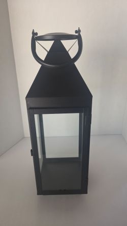 Black Metal Candle Lantern with Handle