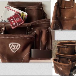 McGuire Nicholas Brown Leather & Suede Nail & Tool Pouch -Belt 6 Pockets
