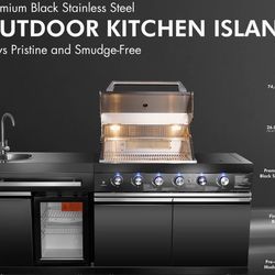 brand new patio kitchen island barbecue grill black stainless steel in boxes