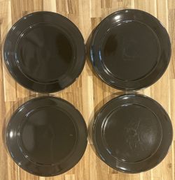 Set of 4 Mainstays Amelia Black Stoneware Dinner Plates - Round, 11 Inch