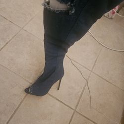 Brand New Blue Jean Thigh High Heels
