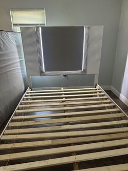 Queen Bed  Frame Glam with built in LED lights