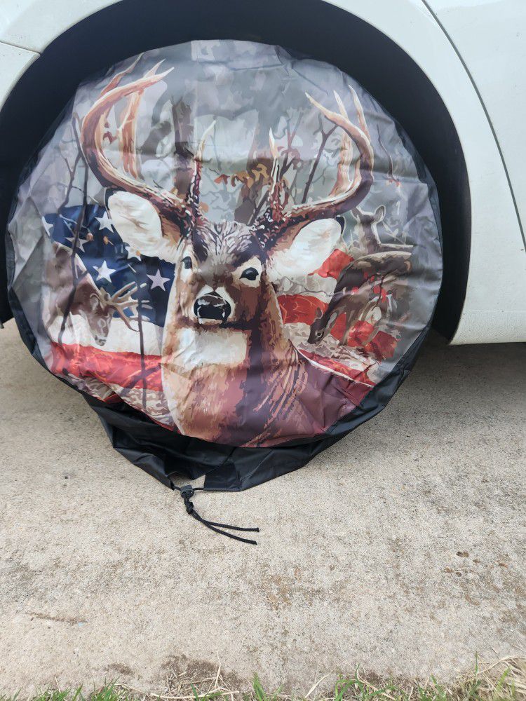 New Deer & Flag Tire Cover