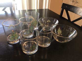 Spode Christmas tree glassware and bowls—replacement pieces