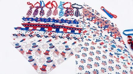 Pack Of 48 dog bandanas (scarves) and 24 adjustable pet neckties.