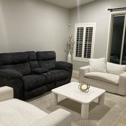 Living Room Furniture. Linen Oversized Chair. Electric Reclining Couch