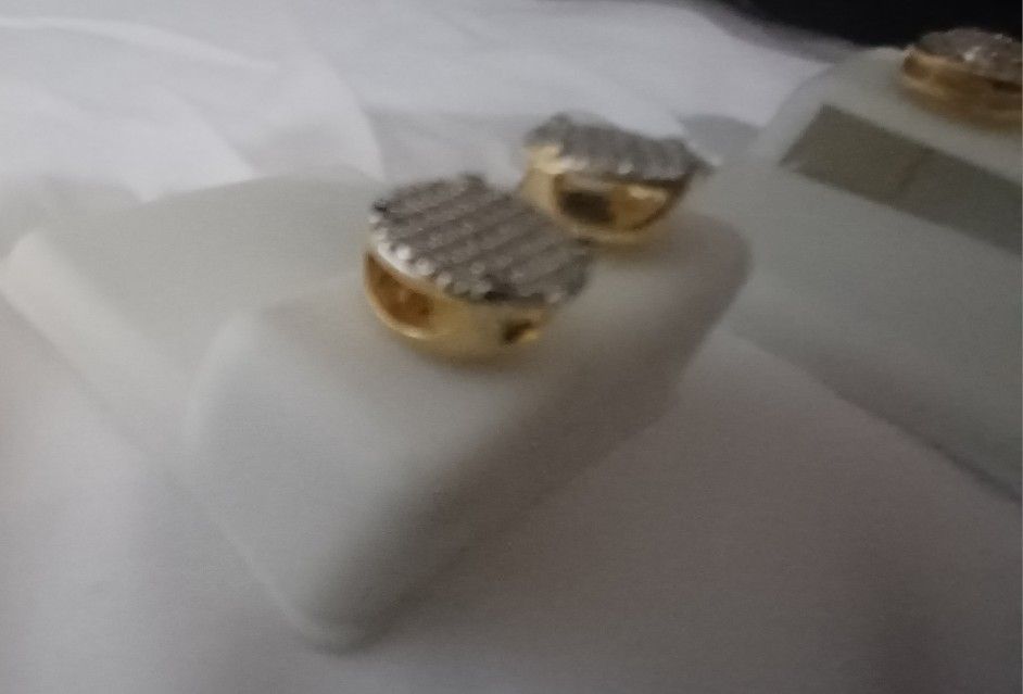 Cubic Zirconia Gold Plated Silver Earrings