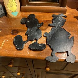 Classic and Timeless Walt Disney Donald Duck and Mickey Mouse Cast Iron Sillouettes