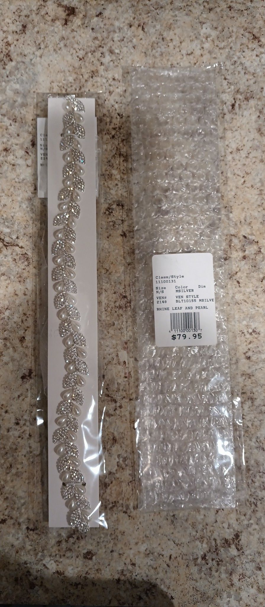 David's Bridal Silver Rhine Leaf And Pearl Belt For Brides