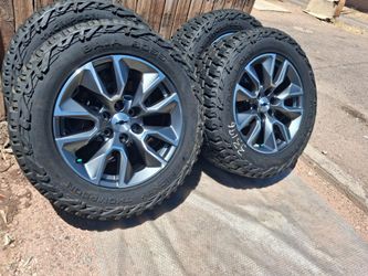 2025 NEW OEM ORIGINAL TAKEOFFS CHEVY SILVERADO RST 20 INCH HAVE TPMS SENSORS TIRES MICKEY THOMPSON ALL-TERRAIN 99 % $ 2099