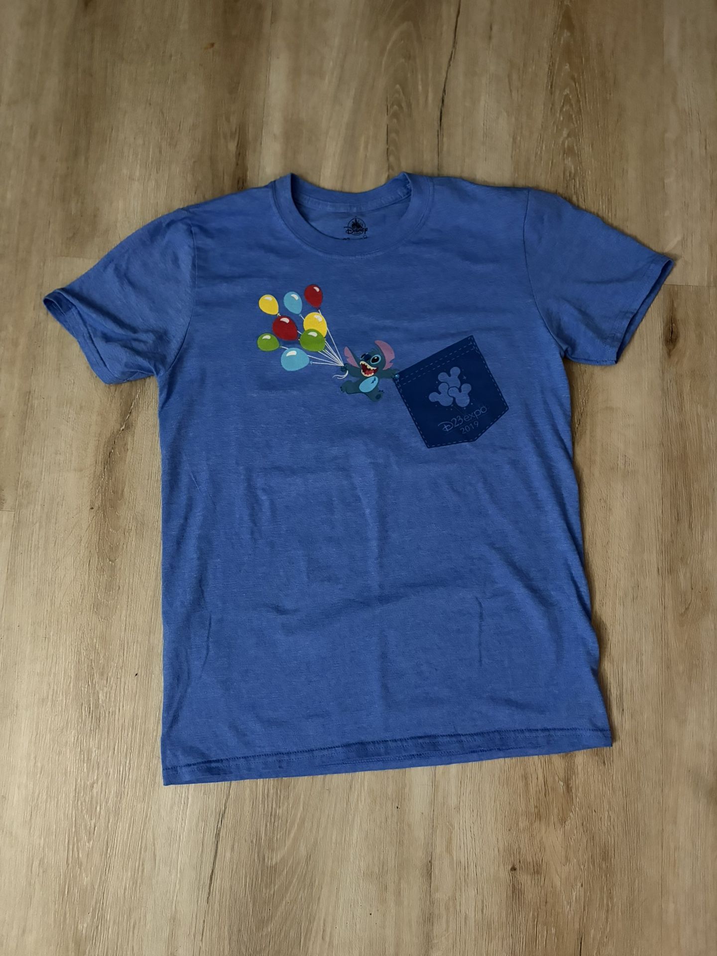 2019 Disney D23 Expo Best Day Ever Stitch with Balloons Blue T-shirt Size Small