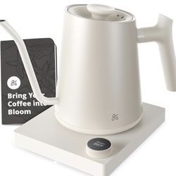 Greater Goods Electric Gooseneck Kettle, Designed in St. Louis, Birch White,1200 Watt