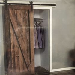 36” Wide Sliding Barn Door Single Track Sliding Door with Hardware Kit BLACK