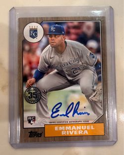 2022 Topps #87BA-ER Emmanuel Rivera 1987 Topps Autographs Gold #/50 Rookie Card