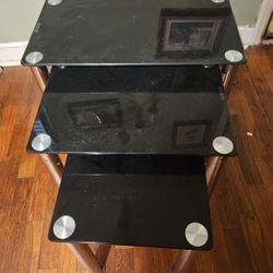 3 Pieces Glass Top Nesting Tables