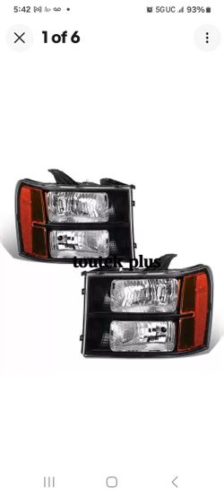 Black Housing Headlights Headlamps For 2007-2013 GMC Sierra 1(contact info removed)HD 3500HD